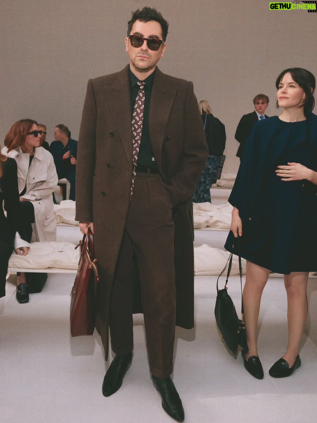 Emily Hampshire - 58.8K Likes - I think this photographer ( @moeez ) managed to capture David & Stevie @celine fall/winter 2026/27 show. And then emily and Dan took a selfie. #MichaelRider #CELINE #CELINEHiver2026
