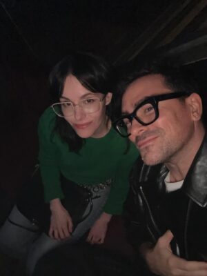 Emily Hampshire Instagram - I think this photographer ( @moeez ) managed to capture David & Stevie @celine fall/winter 2026/27 show. And then emily and Dan took a selfie. #MichaelRider #CELINE #CELINEHiver2026