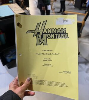 Emily Osment Instagram - On the heels of our Hannah Montana 20 year milestone, our beloved Georgie and Mandy’s First Marriage director Mark Cendrowski brought in his old copy of an HM episode this morning. Proves a few things. First, that I’m old, second that I’m still doing what I love but mostly, MOSTLY that Mark won’t leave me alone after all these years and i’m really starting to freak out about it.