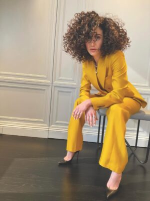 Emmy Rossum Instagram - Good day for hair, suiting and a talk circle.
@heirlome 
@leightonjewels 
@genevieveherr 
@vernonfrancois