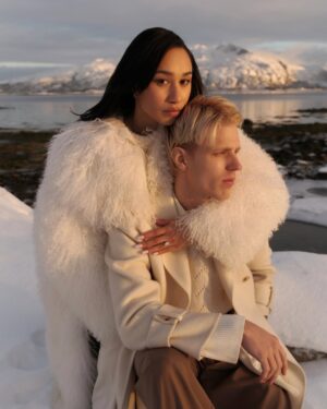 Eva Marisol Gutowski Instagram - Norwegian photographer and actor @olav proposed to @mylifeaseva in the stark, spellbinding landscape of Lofoten. At the link in bio, the couple reveal the story behind the proposal, the ring and their engagement shoot, exclusively with @voguescandinavia.

Photos by Hakon Jorgensen @hakonjorgensen
Words by @claremcy