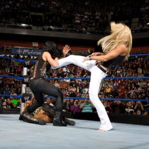 Eve Torres Instagram - The Divas Division dissolved into chaos 16 years ago when Melina attacked Maryse (who just defeated Eve Torres) and then was attacked by Michelle McCool! #wwe #smackdown