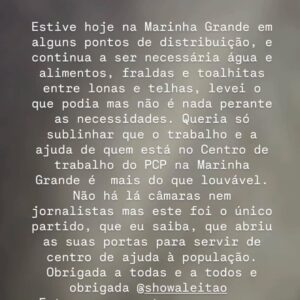 Filomena Cautela Instagram - 2 fotos com 2 notas. É  identificar partidos e governo, e não esquecer.