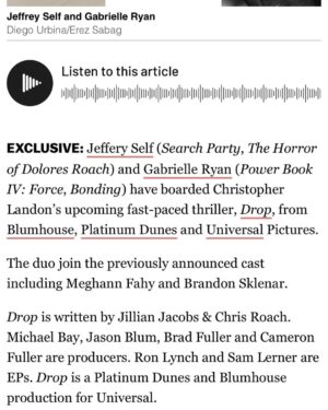 Gabrielle Ryan Instagram - Superrrrrrrr excited about this one!!🤗🥰🎉Absolutely LOVE all the Movies that @blumhouse make💫🎥 ThankYou To all Involved.

Special Thanks To Gavin & Suzy🇬🇧💫