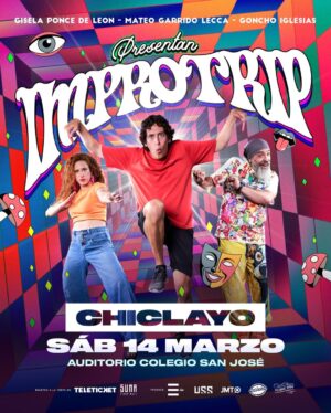 Gisela Ponce de León Instagram - ImproTrip aterriza en Chiclayo ✈️🔥
Gisela Ponce De Leon, Mateo Garrido Lecca & Goncho Iglesias juntos en IMPROTRIP ⚠️
3 mentes rápidas.
0 guiones.
100% improvisación.
Si parpadeas, te pierdes el chiste.
*Nos vemos este Sábado 14 de marzo, 8 PM en el Auditorio del colegio San José.
🎫 Entradas a la venta en Teleticket (Capacidad limitada).
💥 Early Sale (VENTA RÁPIDA POR 48 HORAS O HASTA AGOTAR STOCK 12 - 14 FEBRERO)