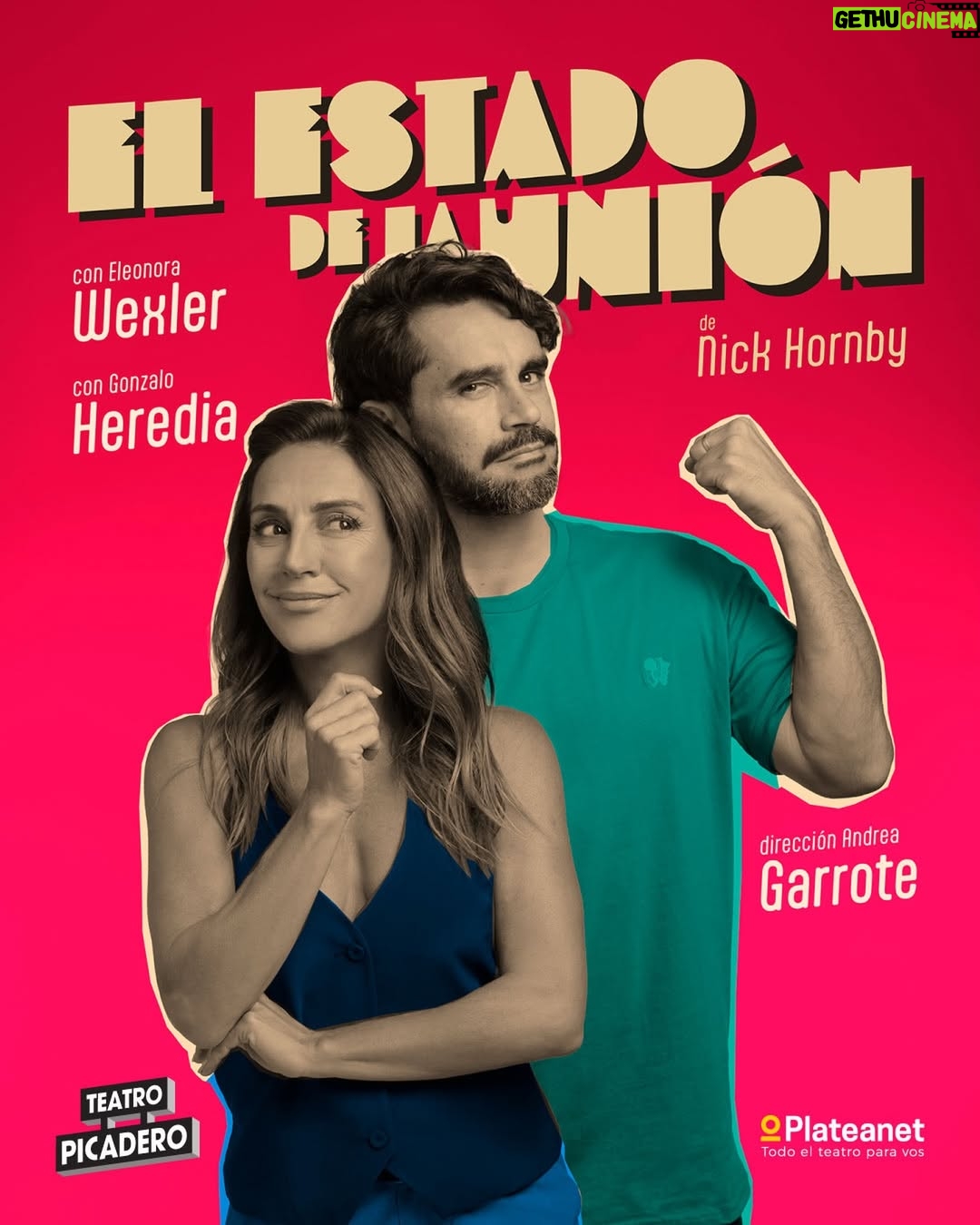 Gonzalo Heredia - 1.3K Likes - Eleonora Wexler y Gonzalo Heredia protagonizan EL ESTADO DE LA UNIÓN, la aclamada comedia del escritor británico Nick Hornby (Alta fidelidad) que desembarca en el Teatro Picadero con versión de Andrea Garrote y Gonzalo Heredia, bajo la dirección de Andrea Garrote 🎭
Un matrimonio en 9 partes.

Nueve encuentros antes de una sesión de terapia.
Una pareja que intenta salvar lo que todavía late 💬
Con humor filoso, diálogos inteligentes y una mirada tan íntima como incómoda, la obra retrata los vínculos largos cuando ya no alcanza con quererse… y hay que volver a elegir.

📅 Estreno: 3 de abril
📍 Teatro Picadero – Pje. Enrique S. Discépolo 1857, CABA
🕗 Viernes a domingo · 20 h
🎟 Entradas a la venta en Plateanet o en la boletería del teatro.