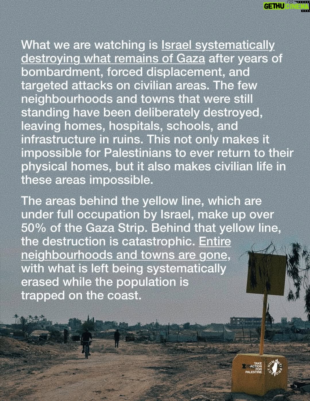 Greta Thunberg - 712.6K Likes - 🚨 RAFAH HAS BEEN ETHNICALLY CLEANSED AND FLATTENED 🚨

Despite calls from governments globally that Rafah was a red line, Israel ethnically cleansed the city and flattened it, showing that despite global condemnation, Israel continues to operate under total impunity.

TAKE ACTION

* This post includes a free email template — send it to your elected official today - click the link in @humantiproject’s bio, or visit Humanti.org
* You can also use the template as a call guide. Find your MP’s, representative’s or elected official’s number online and speak to them directly.

Sources on Slide 10
