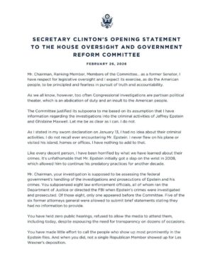 Hillary Clinton Instagram - Here is my opening statement to the House Oversight and Government Reform Committee today.