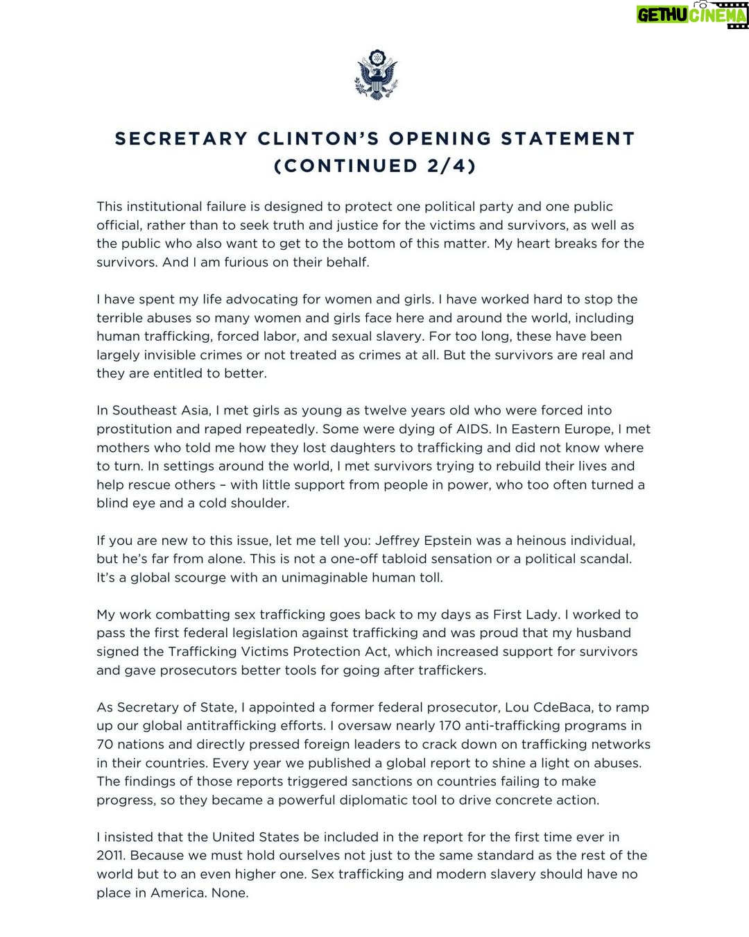 Hillary Clinton - 80.1K Likes - Here is my opening statement to the House Oversight and Government Reform Committee today.
