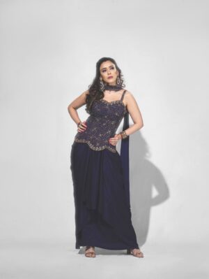 Hrishitaa Bhatt Instagram - Not just wearing an outfit — wearing confidence 💜
Classic. Powerful. Unapologetic.

Styledby- @stylebyriyajain
Assistant Stylist- @Moreprachie__ @instylewithtithi
Outfit- @anshuman_nair777 @Houseofarv × @_ravinaborade_
Jewellery- @pastel_pearls_jewellery
MUA- @manish_kerekar
Hair by- @hairstylist_reshma
📸- @anirudh_ramteke @abhi_nair1997
Managed by- @moushumibanerji

#SoftElegance #GracefulVibes #SubtleGlam #TimelessBeauty #QuietLuxury EveningGlam IndianElegance ModernEthnic GraceInMotion StatementStyle