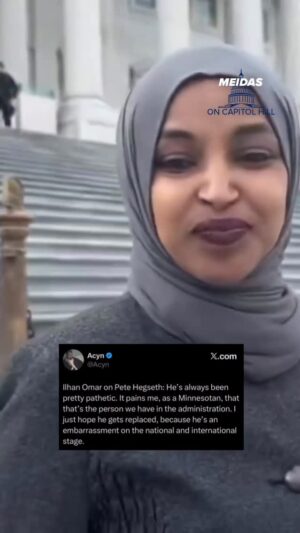 Ilhan Omar Instagram - Ilhan Omar on Pete Hegseth: He’s always been pretty pathetic. It pains me, as a Minnesotan, that that’s the person we have in the administration. I just hope he gets replaced, because he’s an embarrassment on the national and international stage.