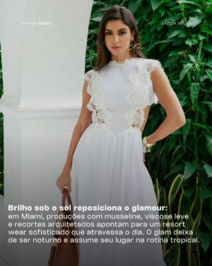 Isabela Souza Instagram - ☀️ O Verão 2026 ganha forma a partir de dois polos solares: o glam ousado de Miami e o despojamento tropical de Cancún. Entre brilho diurno, tecidos fluidos, cores vibrantes e referências artesanais, Isabela Souza antecipa os códigos que devem dominar a próxima estação. O novo resort wear se estrutura, o beach chic se reinventa e a estética afetiva se fortalece. Uma temporada que pede autenticidade, leveza e sofisticação sem esforço.

#trend #fashion #miami #cancun #fyp