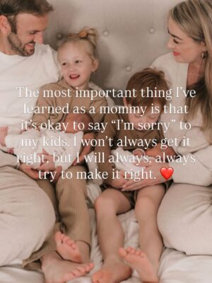 Jamie Otis Instagram - I started apologizing to my kids when I’m wrong. It started when Henley was about 3. I read somewhere about how we didn’t grow up with that type of behavior from our parents, but if we can change that for our kids, they will feel more respected and will likely listen to us better & feel more comfortable confiding in us when they’re going through hard times.🙏🏻❤️

I’ve been so overstimulated and just irrationally irritable lately. That’s not their fault, though.

So tonight after losing my tempter I said, “I’m so sorry for yelling at you like that!” I asked my kids if they’d forgive me and they hugged me and said sorry for being so loud.🥺🙏🏻❤️

At first it was odd apologizing to my kids when I was wrong. 

It’s not something I’m used to. When I was growing up adults were always right and they never apologized. It just wasn’t the norm.

The norm when I was growing up was:

“You do as I say, not as I do” 

“Come here and I’ll give you something to cry about”

“I don’t even see tears. You’re not even really crying”

“As long as you live under my roof, you’ll follow my rules”

I know that was just the cultural norm, but it didn’t feel good or loving as a kid.

How do we expect our kids to own up to mistakes if they don’t witness their parents doing the same?🤷‍♀️ Apologizing when wrong just makes sense to me now.💕

Any other millennial parents here trying to break cycles and “gentle parent”? Please share all your tips/best resources with me ⬇️🫶