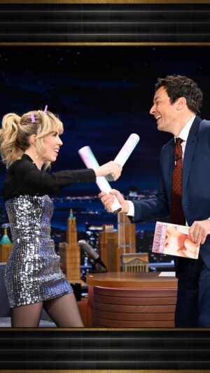 Jennette McCurdy Instagram - @jennettemccurdy celebrates the release of Half His Age with 𝘯𝘰𝘪𝘴𝘦𝘭𝘦𝘴𝘴 confetti this time 🤣 #FallonTonight