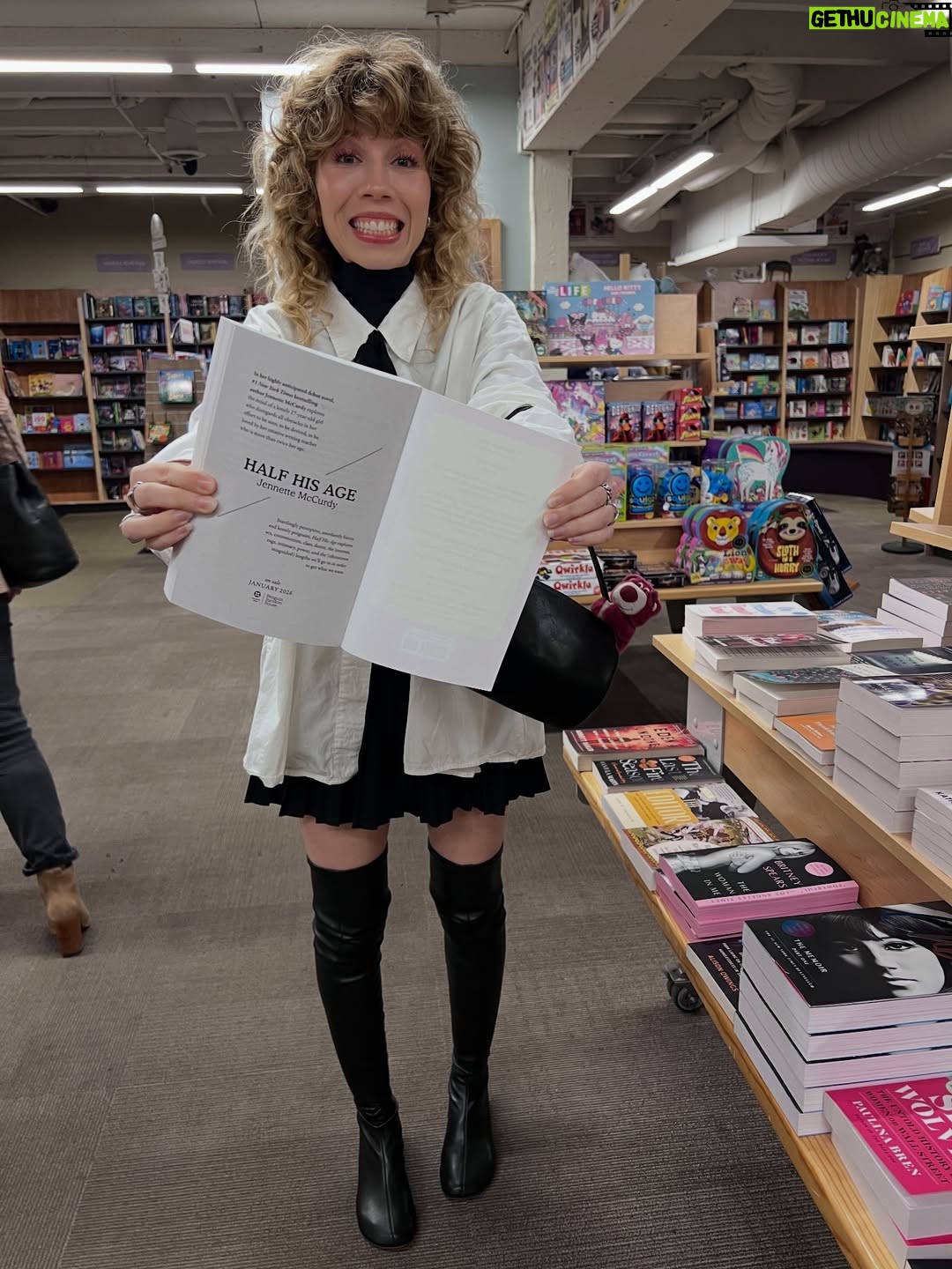 Jennette McCurdy - 242.1K Likes - i had a great time speaking in san jose. it was so nice getting to talk about Half His Age - i cannot wait for it to come out !! i love this book so much and am honored to be able to have these kinds of events/conversations, and truly hope to inspire or help in some way. 💜

p.s. if you want to pre-order a signed copy of Half His Age, the link is in my bio