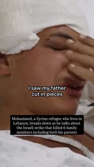 Joy Reid Instagram - #departmentofwarcrimes
.
Repost from @wearthepeace 
•
Mohammed, a Syrian refugee who lives in Lebanon, breaks down as he talks about the Israeli strike that killed 6 family members including both his parents. 

Video: YouTube: CNN “Teen describes losing family in Israeli strike on Lebanon”