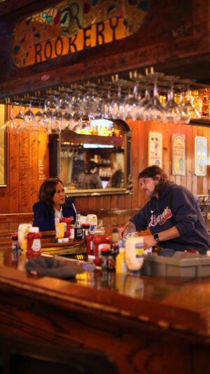 Kamala Harris Instagram - In Macon, Georgia, I heard from people who are doing the work of bringing folks together every day. Travis is a local bartender who works to make his space welcoming for people from all walks of life.

Thank you, Travis and @rookerymacon, for the work you do to build community.