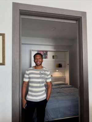 Kiana Madeira Instagram - We are absolutely obsessed with our new sliding door from @triodoors 😍

We wanted the den in our condo to feel like guests have their own private space, while also having the option to leave it open when the murphy bed is up and the den is operating more like an office space. 

The dimensions of the door frame are VERY specific and unique, so we were really struggling with finding a solution. Just as we were about to say forget it and order a curtain and rod from amazon…. we connected with Trio Doors! 🙊 

From the moment we walked into their Toronto showroom, we knew we were in the right hands. We customized everything- the system, the colour, the material, the handle, literally every detail! Not to mention the customer service and communication was truly unmatched- the kindest team ♥️

It is absolutely perfect and more than we could have imagined 🥹✨