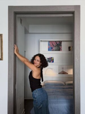 Kiana Madeira Instagram - We are absolutely obsessed with our new sliding door from @triodoors 😍

We wanted the den in our condo to feel like guests have their own private space, while also having the option to leave it open when the murphy bed is up and the den is operating more like an office space. 

The dimensions of the door frame are VERY specific and unique, so we were really struggling with finding a solution. Just as we were about to say forget it and order a curtain and rod from amazon…. we connected with Trio Doors! 🙊 

From the moment we walked into their Toronto showroom, we knew we were in the right hands. We customized everything- the system, the colour, the material, the handle, literally every detail! Not to mention the customer service and communication was truly unmatched- the kindest team ♥️

It is absolutely perfect and more than we could have imagined 🥹✨