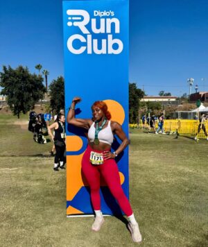 LU KALA Instagram - Ran in a 5K race yesterday and my body did not let me down. I did it in 36 mins, 45 mins was my goal🥹🙏🏾 So proud of me!!! S/o my running gyal @mallory.laurenn for keeping me going🧡 @diplosrunclub was litttt!!!!