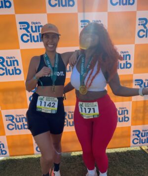 LU KALA Instagram - Ran in a 5K race yesterday and my body did not let me down. I did it in 36 mins, 45 mins was my goal🥹🙏🏾 So proud of me!!! S/o my running gyal @mallory.laurenn for keeping me going🧡 @diplosrunclub was litttt!!!!