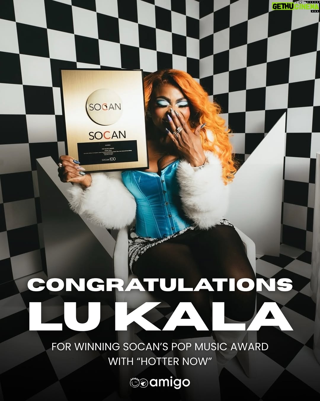 LU KALA - 1K Likes - Congratulations to our @igobylu on her 2025 @socanmusic Pop Music Award!