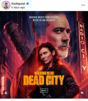 Lauren Cohan Instagram - When we started filming each season, Ian would offer early sketches of the themes he was working on for the show. I would listen to them on the drive into work, taking in the city as it is now, and imagining the one that we were going to depict in Dead City. His composing is so integral to the vibe and unique part of the “universe” that @twd_deadcity occupies and I’m so glad his score is out for you to listen to. @ihultquist