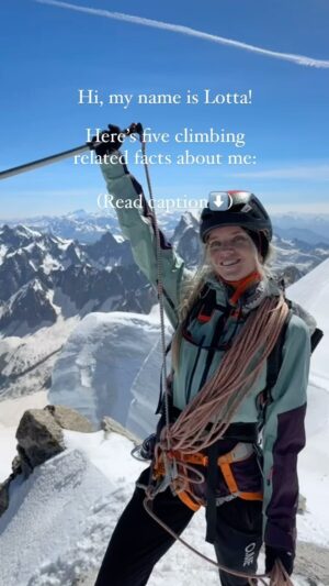 Lotta Hintsa Instagram - - I’ve been on three 8000m -expeditions in Pakistan, one of them a winter expedition in 2019. Didn’t summit any but instead took part in many rescues.

- I don’t use supplemental oxygen and I climb self-reliantly alone or in small teams. I like the idea of climbing the mountain on its terms, not conquering it. This is one of the reasons I’m taking a break from 8000m normal routes.

- I love speed climbing (big) mountains and technically could apply for quite a few FKTs but I seem to be too lazy to apply.

- I love climbing solo. Just me and the mountain, dancing or wrestling.

- I do this for a living and train full time. Couldn’t be more grateful even though this life is not always easy.
