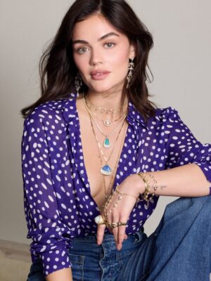 Lucy Hale Instagram - love & desire collection by @jacquieaiche 🦋

Shot by @doveshore 
@bridgetbragerhair 
@jennakristina