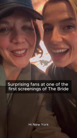 Maggie Gyllenhaal Instagram - Everybody scream! Jessie Buckley and Maggie Gyllenhaal surprise fans before a screening of THE BRIDE!
#TheBrideMovie is NOW PLAYING only in theaters and IMAX. Get tickets now. #FilmedForIMAX