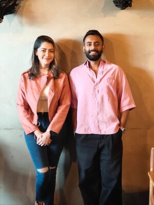 Mamta Mohandas Instagram - When @arjun_ashokan showed up to surprise me.. 
The bigger one turned out to be that we were both in PINK 👚🤭

#twinning #likeminds #actorslife #thinkpink #family