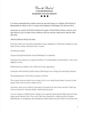 Marjorie Taylor Greene Instagram - My message to Georgia’s 14th district and America.
Thank you. 🇺🇸