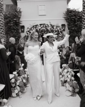 Marta Instagram - Love is Love — the wedding day of @martavsilva10 & @carrie__lawrence surrounded by their favorite people ✨
⁣
Planner: @jcloss_events⁣
Photography: @kirnosphotography⁣
Venue: @pelicanclub_jupiter⁣
Florist: @nelumbo.us⁣
Marta’s Suit: @estudiocarlagaspar⁣
Shoes: @prada ⁣
Hat:@graciellastarling⁣
Carrie’s dress: @angelriverabride⁣
Video: @h2weddingfilms⁣
Hair & Make-up: @bronzeglowbeauty⁣
Rentals: @bossaeventrentals @allurepartyrentals⁣
Catering: @pelicanclub_jupiter⁣
Cake: @sweet_tiers_ ⁣
DJ: @djfabioneto⁣
Band: @electro-samba⁣
Photobooth: @thegalaphotobooth ⁣
Transportation: @mollystrolleyswpb