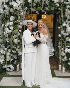 Marta Instagram - Love is Love — the wedding day of @martavsilva10 & @carrie__lawrence surrounded by their favorite people ✨
⁣
Planner: @jcloss_events⁣
Photography: @kirnosphotography⁣
Venue: @pelicanclub_jupiter⁣
Florist: @nelumbo.us⁣
Marta’s Suit: @estudiocarlagaspar⁣
Shoes: @prada ⁣
Hat:@graciellastarling⁣
Carrie’s dress: @angelriverabride⁣
Video: @h2weddingfilms⁣
Hair & Make-up: @bronzeglowbeauty⁣
Rentals: @bossaeventrentals @allurepartyrentals⁣
Catering: @pelicanclub_jupiter⁣
Cake: @sweet_tiers_ ⁣
DJ: @djfabioneto⁣
Band: @electro-samba⁣
Photobooth: @thegalaphotobooth ⁣
Transportation: @mollystrolleyswpb