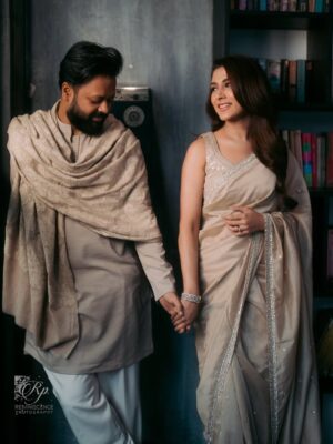 Mehazabien Chowdhury Instagram - We grew up together.
We fought the world together.
14 years later, 1 year married
and I’d still choose you in every lifetime.

Captured by @umer.aiman.khan | @reminiscence_photography
Makeover by @zahidkhanbridalmakeover 
Wearing @guzel_bd | @anzara.official 
Location @boithok.cafe