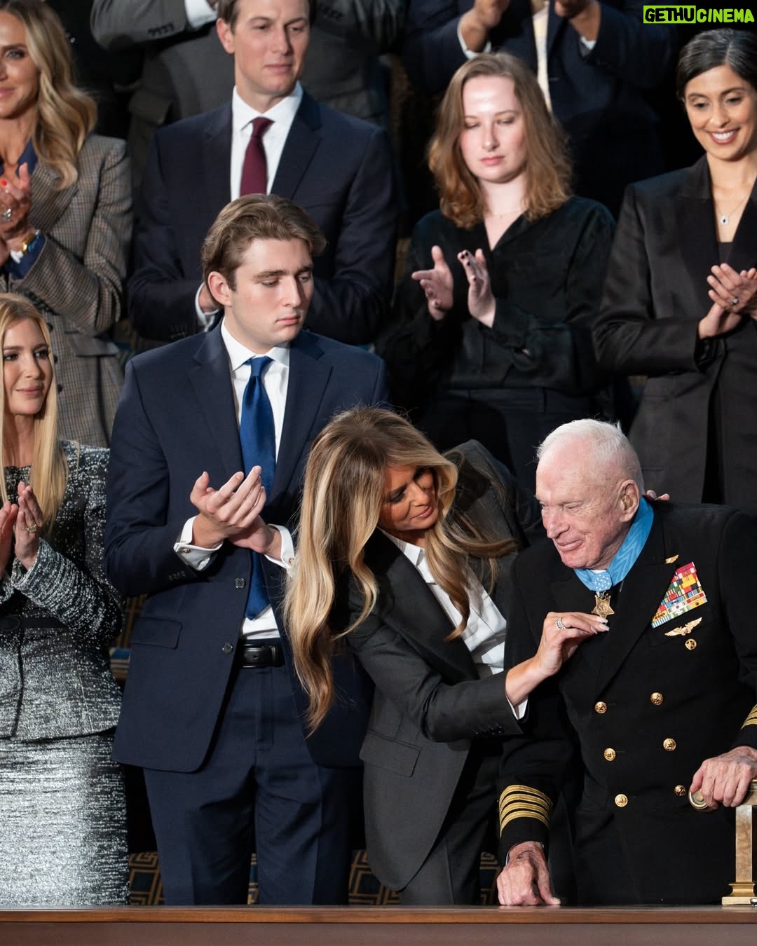Melania Trump - 205K Likes - First Lady Melania Trump presents the Congressional Medal of Honor to World War II Navy pilot Capt. Royce Williams at the 2026 State of the Union | February 24, 2026
