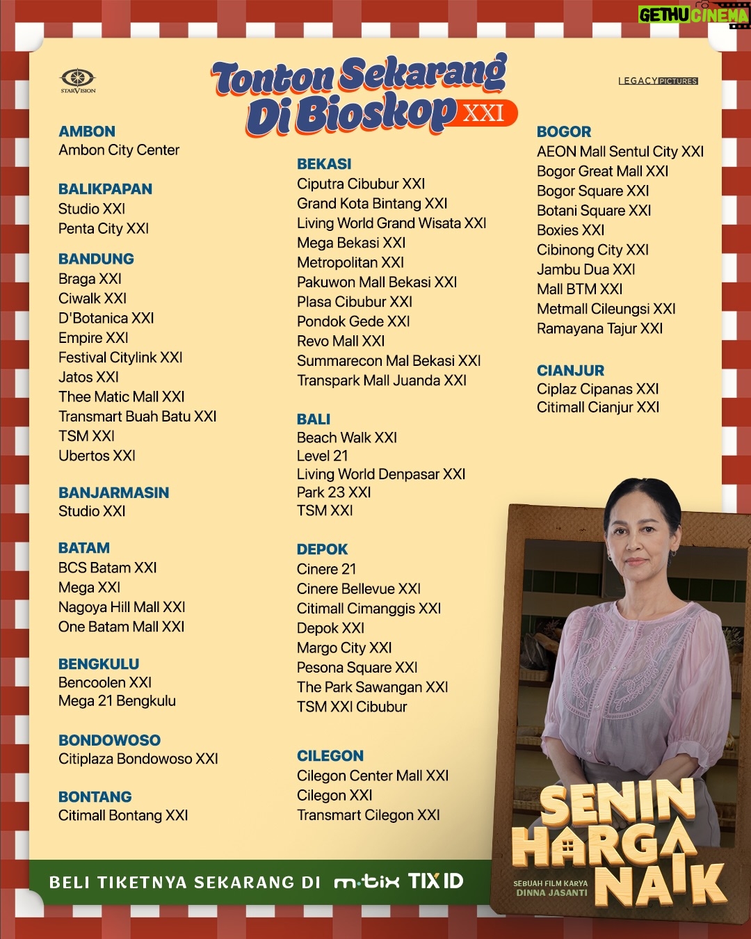 Meriam Bellina - 4K Likes - Film 𝐒𝐄𝐍𝐈𝐍 𝐇𝐀𝐑𝐆𝐀 𝐍𝐀𝐈𝐊 𝗧𝗔𝗬𝗔𝗡𝗚 𝗦𝗘𝗥𝗘𝗡𝗧𝗔𝗞 𝗛𝗔𝗥𝗜 𝗜𝗡𝗜 di seluruh Bioskop Indonesia 🫶🏼💚

Yuk, segera cek 𝘭𝘪𝘴𝘵 Bioskop kesayangan kamu buat nonton bareng seluruh anggota keluarga karena 𝐒𝐄𝐍𝐈𝐍 𝐇𝐀𝐑𝐆𝐀 𝐍𝐀𝐈𝐊 untuk 𝘀𝗲𝗺𝘂𝗮 𝘂𝗺𝘂𝗿.

Ajak satu keluarga besar seru-seruan nonton film 𝐒𝐄𝐍𝐈𝐍 𝐇𝐀𝐑𝐆𝐀 𝐍𝐀𝐈𝐊, SEDANG TAYANG di Bioskop. BELI TIKETNYA SEKARANG dan dapatkan promo Beli 1 Gratis 1 Tiket di aplikasi M-Tix, CGV, CINEPOLIS, dan TIX ID 🏠

@filmseninharganaik
#SeninHargaNaik #FilmSeninHargaNaik
#FilmLebaran