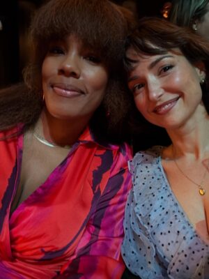 Milana Vayntrub Instagram - Everybody who complimented my dress and/or bangs lied. I see that now. 

But I did love this movie. Check out Jay Kelly on Netflix!