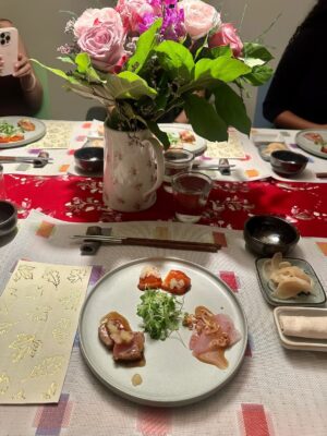 Minnie Mills Instagram - 24! ♒️

big big thank you to @sushishinnyc for coming over and treating my friends and I to a wonderful omakase dinner, it was truly so special :)

And ofc thank you to my sister for baking a beautiful cake 🥀

&& @oliviachristensensalon for long locks ;)