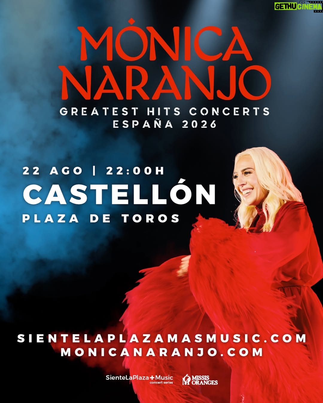 Mónica Naranjo - 1.2K Likes - ¡Nueva fecha confirmada! 🙏🏼🙏🏼🙏🏼❤️❤️❤️

Castellón!! Nos vemos el 22 de agosto!!

Entradas disponibles en: sientelaplaza.com y monicanaranjo.com
