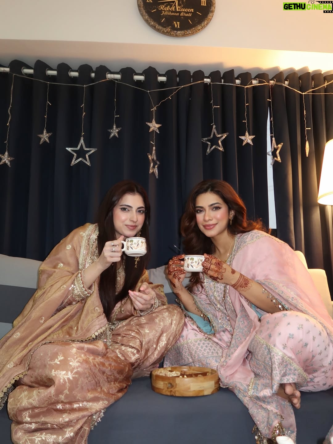 Nagma Mirajkar - 802.8K Likes - wazwan, noon chai & eid vibes only 🌙💗🌸🤲🏻

nagma’s outfit: @shopmulmul 
farrhana’s outfit: @petalsnx and jewellery: @adan_creation_

#farrhanabhatt #farrhanarebellions