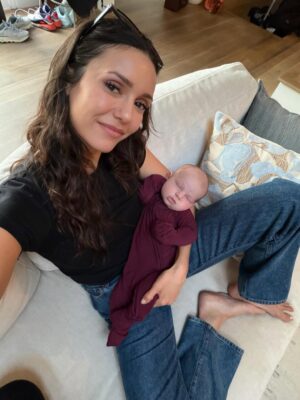 Nina Dobrev Instagram - my new buddy just dropped 🥹🤍 welcome to the world, Bo Bruno. Congrats @nobread & @benbrunotraining. He is perfect and already so loved. I can’t wait to corrupt him. #CoolAuntieNeens