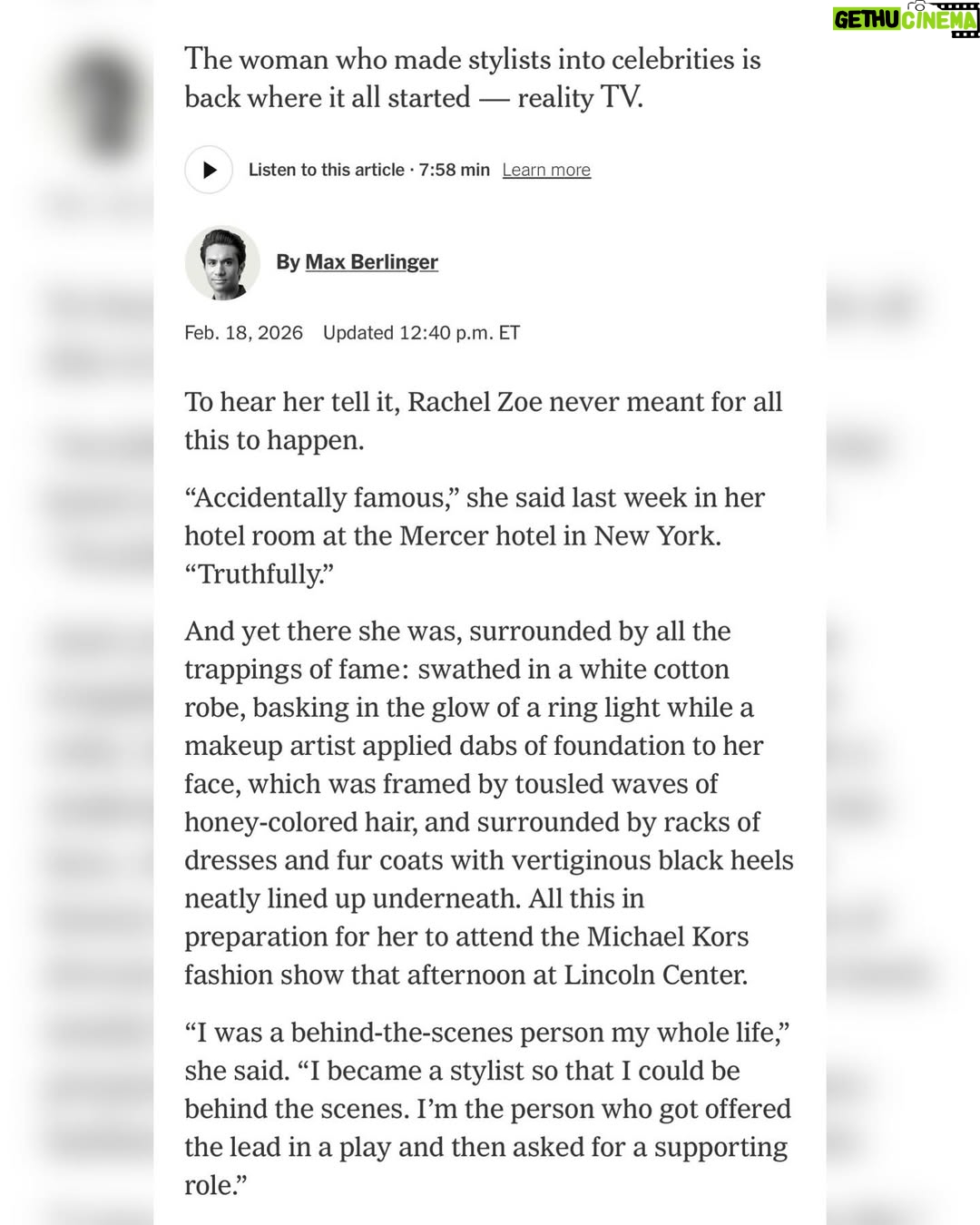 Rachel Zoe - 9.2K Likes - Thank you so very much @nytimes and Max @isuredontknow for sharing a little bit of my journey and @ok__mccausland for capturing this moment. I am so grateful for the support and kindness and also very impressed that you gathered this much story in such a short amount of time spent together amongst the #NYFW chaos, thank you beyond. 🙏🏼

📸 @ok__mccausland