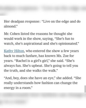 Rachel Zoe Instagram - Thank you so very much @nytimes and Max @isuredontknow for sharing a little bit of my journey and @ok__mccausland for capturing this moment. I am so grateful for the support and kindness and also very impressed that you gathered this much story in such a short amount of time spent together amongst the #NYFW chaos, thank you beyond. 🙏🏼

📸 @ok__mccausland
