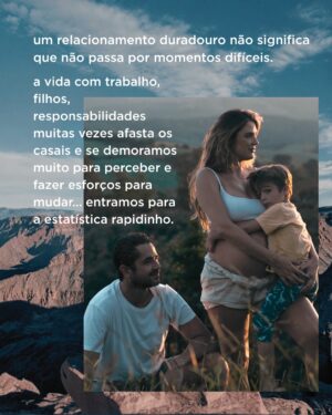 Rafa Brites Instagram - Outro dia eu postei nos stories esse texto e muita gente veio falar comigo. Muitas mulheres, que se veem em momentos difíceis dentro do relacionamento e tem eu e o Felipe como exemplo.
Tem muita coisa que acontece por trás das fotos que vemos Instagram. No nosso caso, muita conversa, muito ajuste… muito “onde podemos melhorar?”
Mas a gente tem essa ideia que conversa difícil envolve crise, briga. Que falar que algumas coisas de repente não vão bem é colocar a relação em risco. 
Sim, as vezes é mais fácil, sair para jantar, tomar um vinho, jogar conversa fora e ignorar alguns incômodos. E vamos varrendo a poeira para baixo do tapete. Deixa para falar quando a situação já não se sustenta mais… e aí entrar para estatística é um pulo.
Mas digo que pensar na relação e entender como as coisas podem ficar melhores é UPGRADE… é manutenção. Concordam?