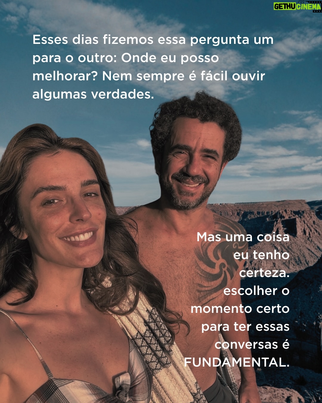 Rafa Brites - 60K Likes - Outro dia eu postei nos stories esse texto e muita gente veio falar comigo. Muitas mulheres, que se veem em momentos difíceis dentro do relacionamento e tem eu e o Felipe como exemplo.
Tem muita coisa que acontece por trás das fotos que vemos Instagram. No nosso caso, muita conversa, muito ajuste… muito “onde podemos melhorar?”
Mas a gente tem essa ideia que conversa difícil envolve crise, briga. Que falar que algumas coisas de repente não vão bem é colocar a relação em risco. 
Sim, as vezes é mais fácil, sair para jantar, tomar um vinho, jogar conversa fora e ignorar alguns incômodos. E vamos varrendo a poeira para baixo do tapete. Deixa para falar quando a situação já não se sustenta mais… e aí entrar para estatística é um pulo.
Mas digo que pensar na relação e entender como as coisas podem ficar melhores é UPGRADE… é manutenção. Concordam?