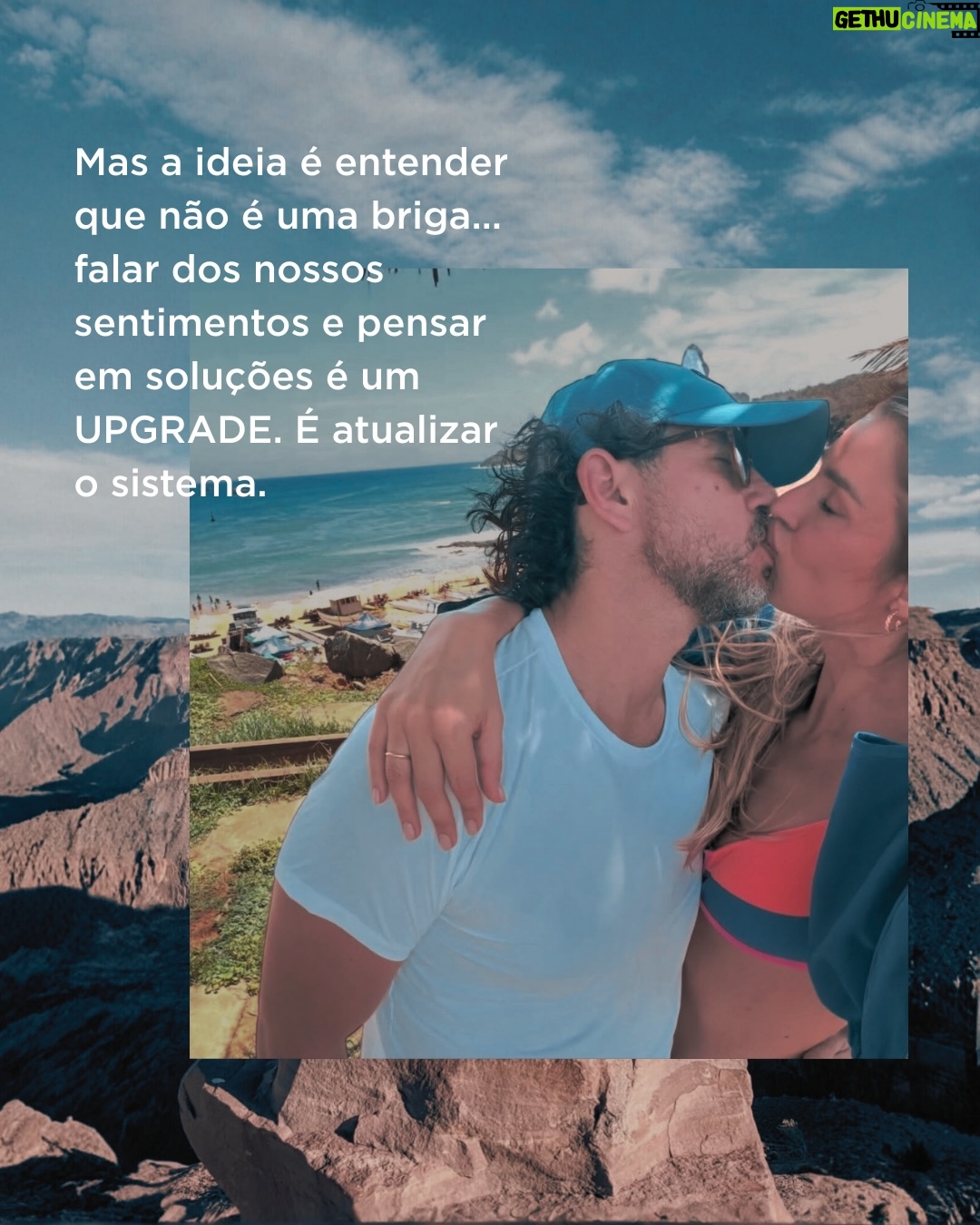 Rafa Brites - 60K Likes - Outro dia eu postei nos stories esse texto e muita gente veio falar comigo. Muitas mulheres, que se veem em momentos difíceis dentro do relacionamento e tem eu e o Felipe como exemplo.
Tem muita coisa que acontece por trás das fotos que vemos Instagram. No nosso caso, muita conversa, muito ajuste… muito “onde podemos melhorar?”
Mas a gente tem essa ideia que conversa difícil envolve crise, briga. Que falar que algumas coisas de repente não vão bem é colocar a relação em risco. 
Sim, as vezes é mais fácil, sair para jantar, tomar um vinho, jogar conversa fora e ignorar alguns incômodos. E vamos varrendo a poeira para baixo do tapete. Deixa para falar quando a situação já não se sustenta mais… e aí entrar para estatística é um pulo.
Mas digo que pensar na relação e entender como as coisas podem ficar melhores é UPGRADE… é manutenção. Concordam?