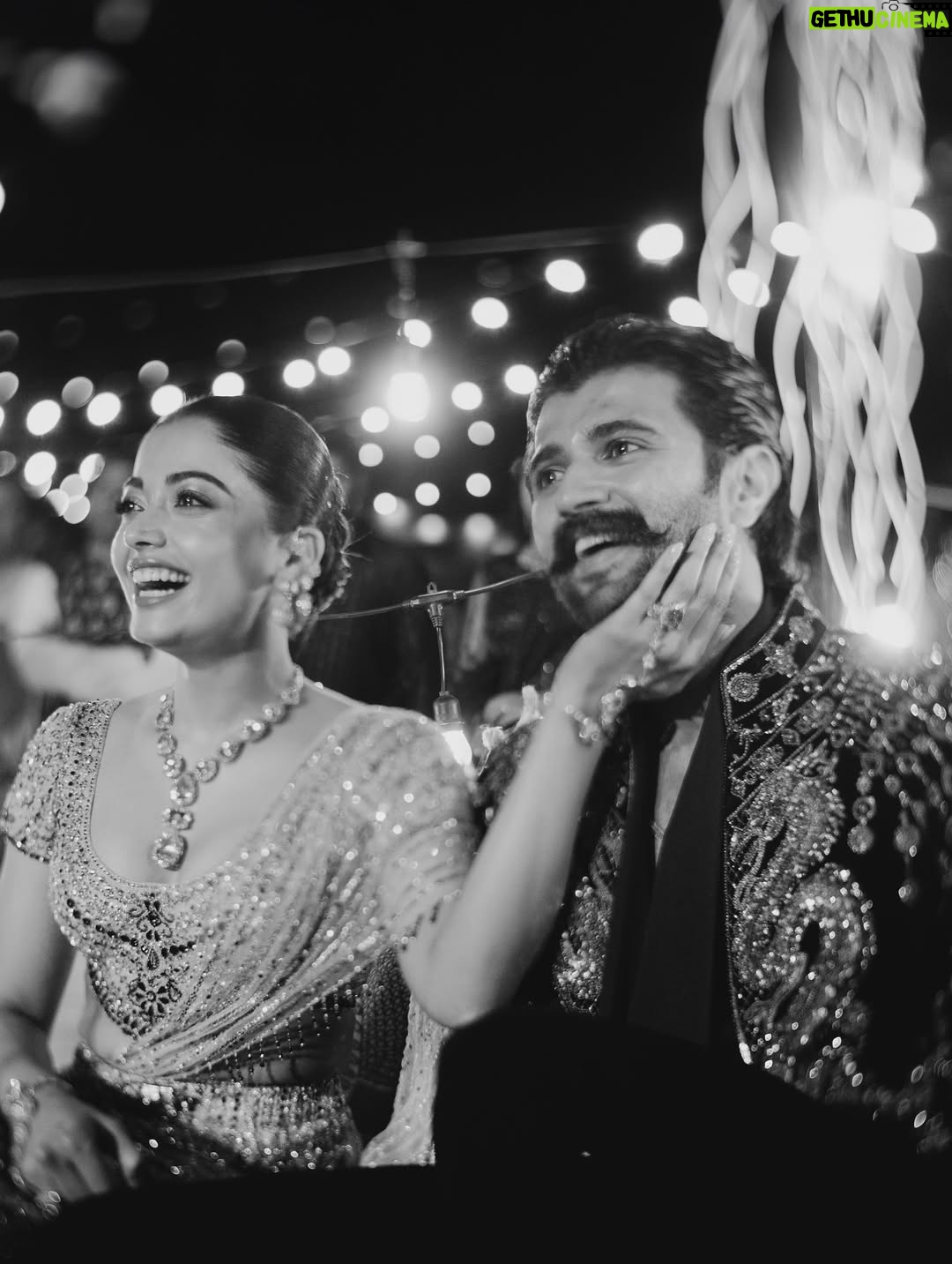 Rashmika Mandanna - 6.7 Million Likes - The night filled with love, tears of joy, laughter, music, singing, glitters and us dancing through the night. ❤️

It was really the most fun night ever!! 

From Vijju and I wanting to surprise each other.. 
to 
family wanting to surprise us.. 
to 
being fully excited and surprised to see our families dance so freely and so so well! ❤️

@falgunishanepeacockindia!! Guys!!!!! The stunning piecesss!! Guys!! Amazing!! It was super heavy but I was still in it all night!!💃🏻💃🏻

24.2.26! 
The night Vijay and I danced as one, surrounded by the love of our families and friends! 🥰❤️