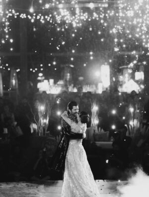 Rashmika Mandanna Instagram - The night filled with love, tears of joy, laughter, music, singing, glitters and us dancing through the night. ❤️

It was really the most fun night ever!! 

From Vijju and I wanting to surprise each other.. 
to 
family wanting to surprise us.. 
to 
being fully excited and surprised to see our families dance so freely and so so well! ❤️

@falgunishanepeacockindia!! Guys!!!!! The stunning piecesss!! Guys!! Amazing!! It was super heavy but I was still in it all night!!💃🏻💃🏻

24.2.26! 
The night Vijay and I danced as one, surrounded by the love of our families and friends! 🥰❤️