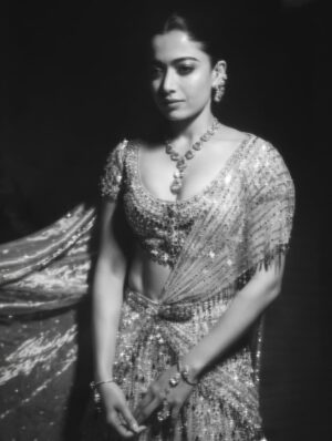 Rashmika Mandanna Instagram - The night filled with love, tears of joy, laughter, music, singing, glitters and us dancing through the night. ❤️

It was really the most fun night ever!! 

From Vijju and I wanting to surprise each other.. 
to 
family wanting to surprise us.. 
to 
being fully excited and surprised to see our families dance so freely and so so well! ❤️

@falgunishanepeacockindia!! Guys!!!!! The stunning piecesss!! Guys!! Amazing!! It was super heavy but I was still in it all night!!💃🏻💃🏻

24.2.26! 
The night Vijay and I danced as one, surrounded by the love of our families and friends! 🥰❤️